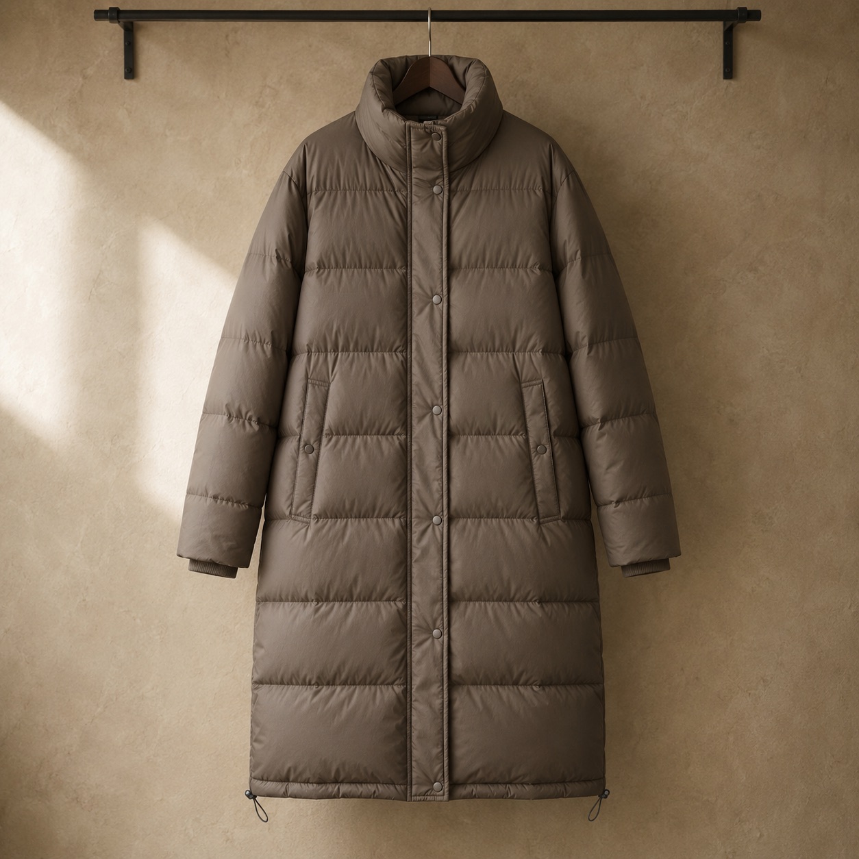 Thornleigh quilted down puffer coat — Down & Cape Outerwear by MASO. product photograph on a white background.