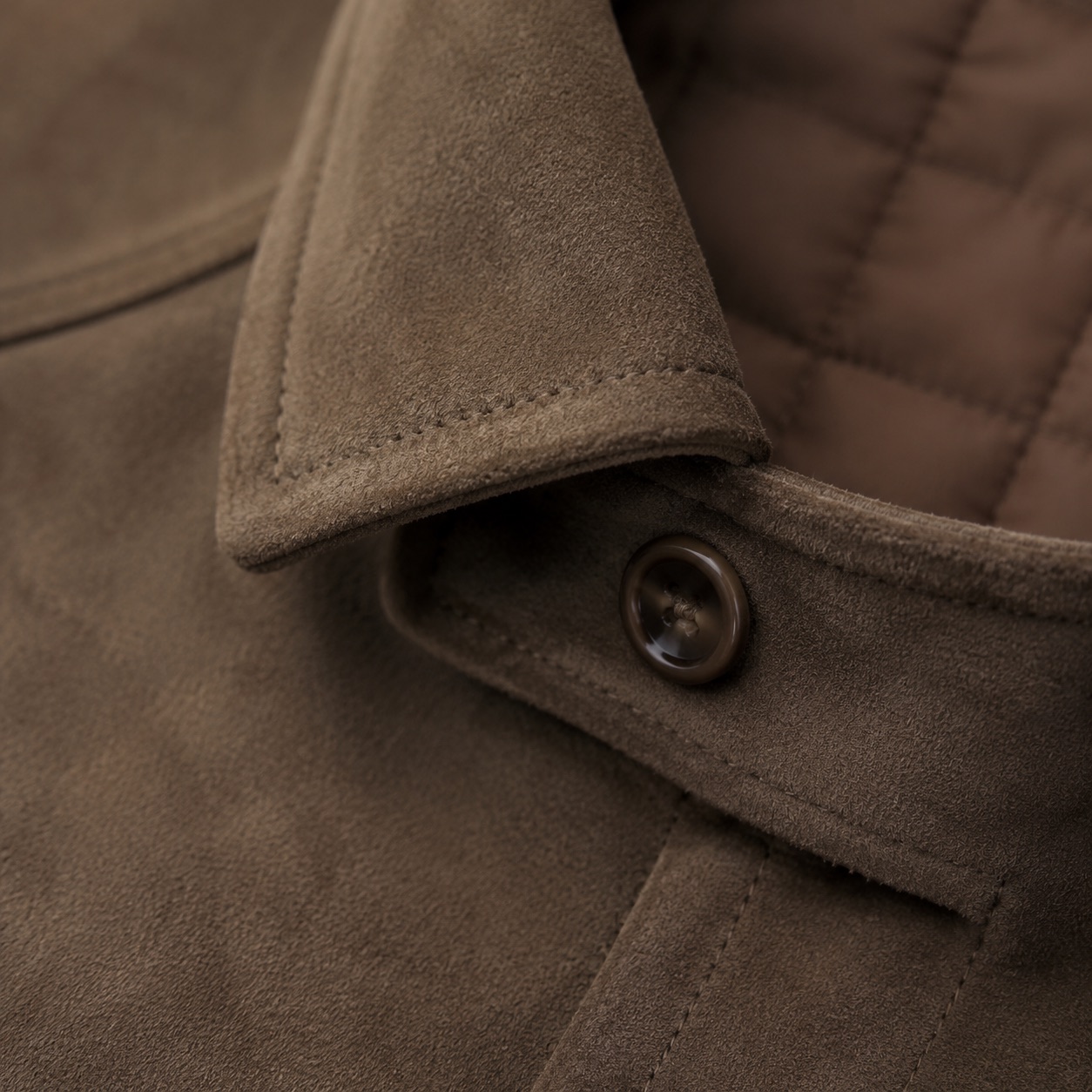 Larkspur suede shirt jacket — Suede & Leather Jackets by MASO. close detail of the fabric and finish.
