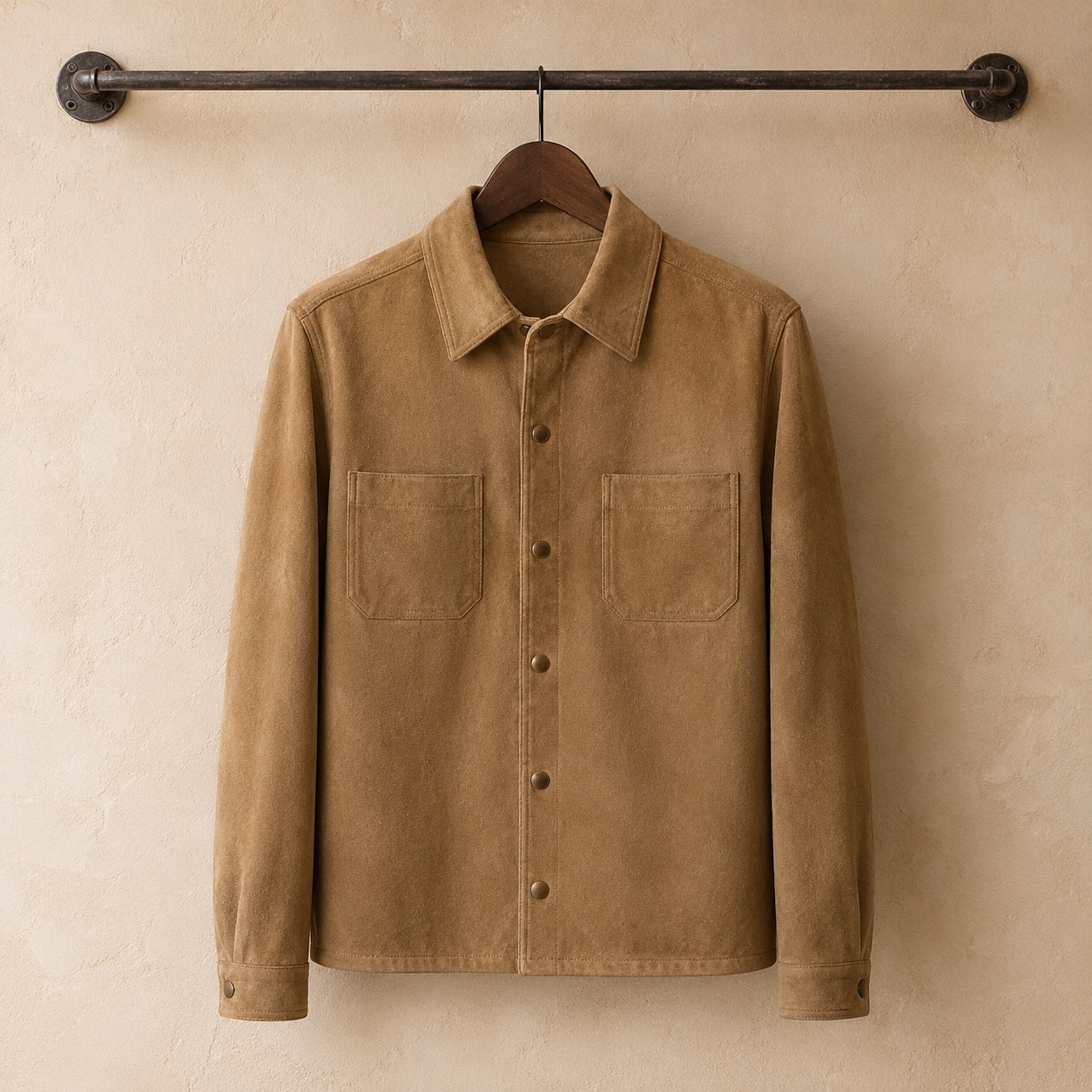 Larkspur suede shirt jacket — Suede & Leather Jackets by MASO. product photograph on a white background.