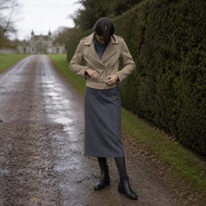 Mossgate suede biker jacket — Suede & Leather Jackets by MASO. worn by a model.