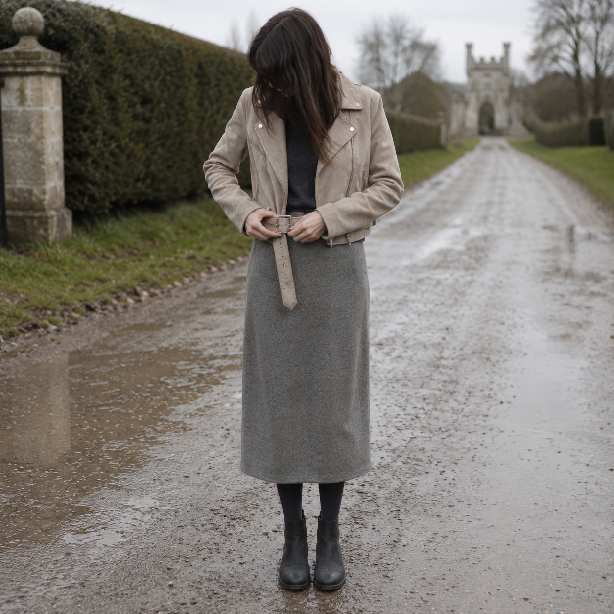 Mossgate suede biker jacket — Suede & Leather Jackets by MASO. worn by a model.