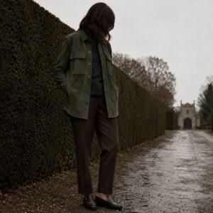 Elderwood suede shirt jacket — Suede & Leather Jackets by MASO. worn by a model.