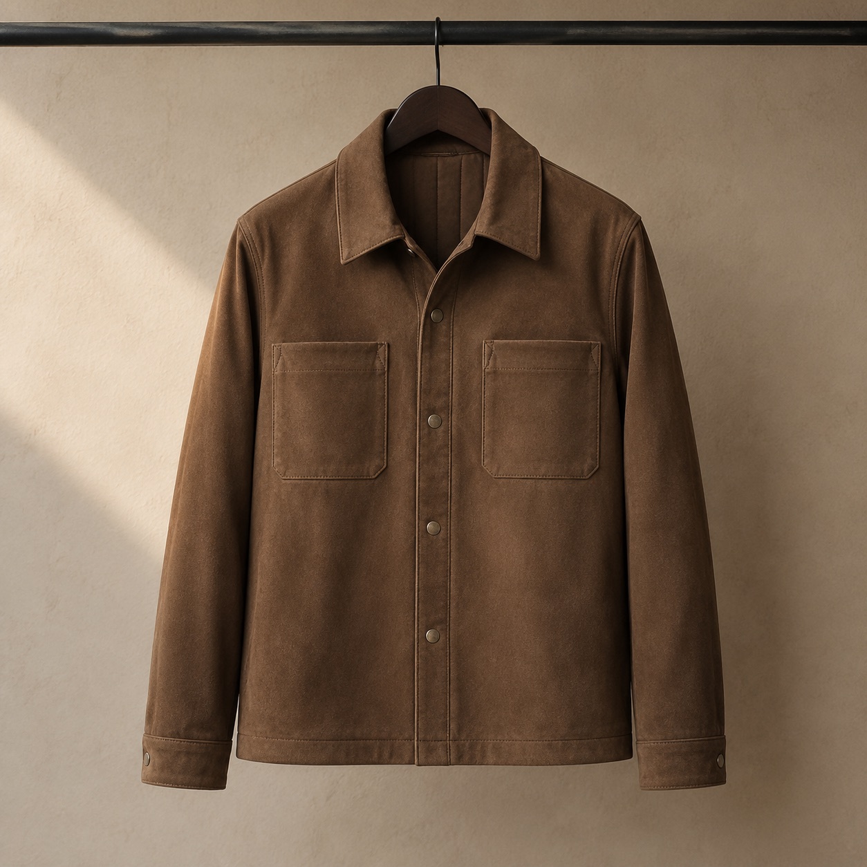 Stonebridge suede shirt jacket — Suede & Leather Jackets by MASO. product photograph on a white background.