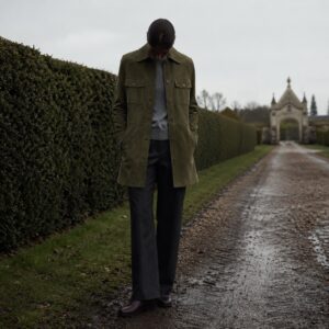 Stonebridge suede shirt jacket — Suede & Leather Jackets by MASO. worn by a model.