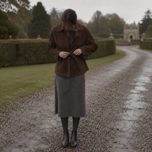 Ashcombe suede belted blouson — Suede & Leather Jackets by MASO. worn by a model.