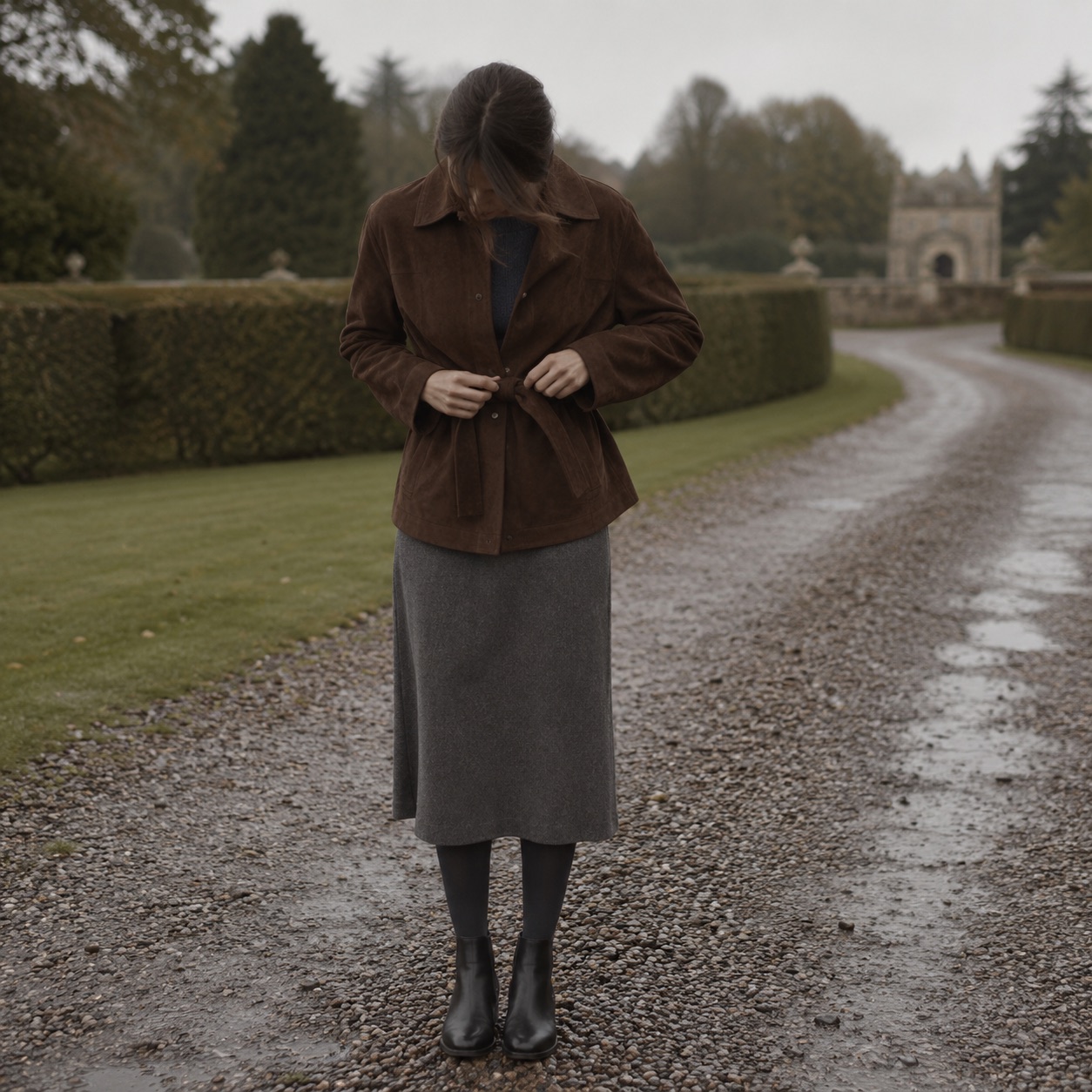 Ashcombe suede belted blouson — Suede & Leather Jackets by MASO. worn by a model.