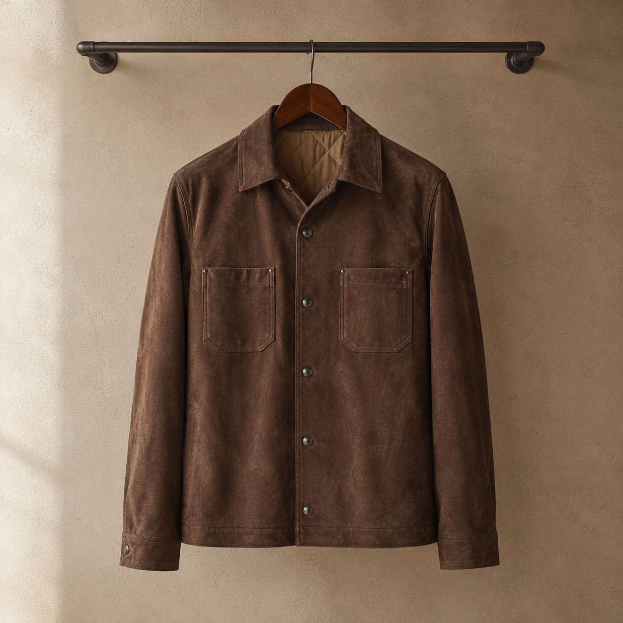 Pentlow suede shirt jacket — Suede & Leather Jackets by MASO. product photograph on a white background.