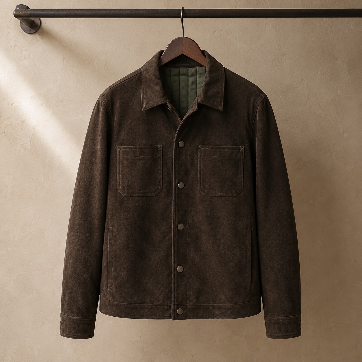 Blackthorn suede shirt jacket — Suede & Leather Jackets by MASO. product photograph on a white background.