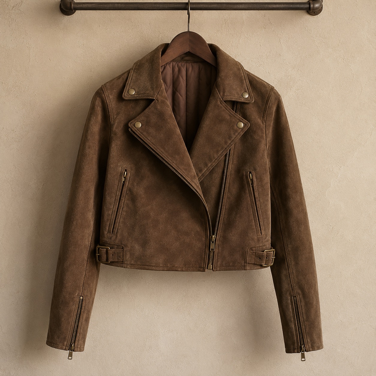 Marlowe suede biker jacket — Suede & Leather Jackets by MASO. product photograph on a white background.