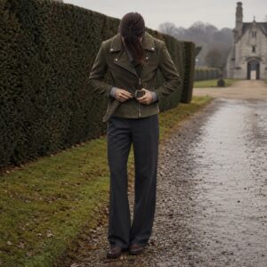Marlowe suede biker jacket — Suede & Leather Jackets by MASO. worn by a model.