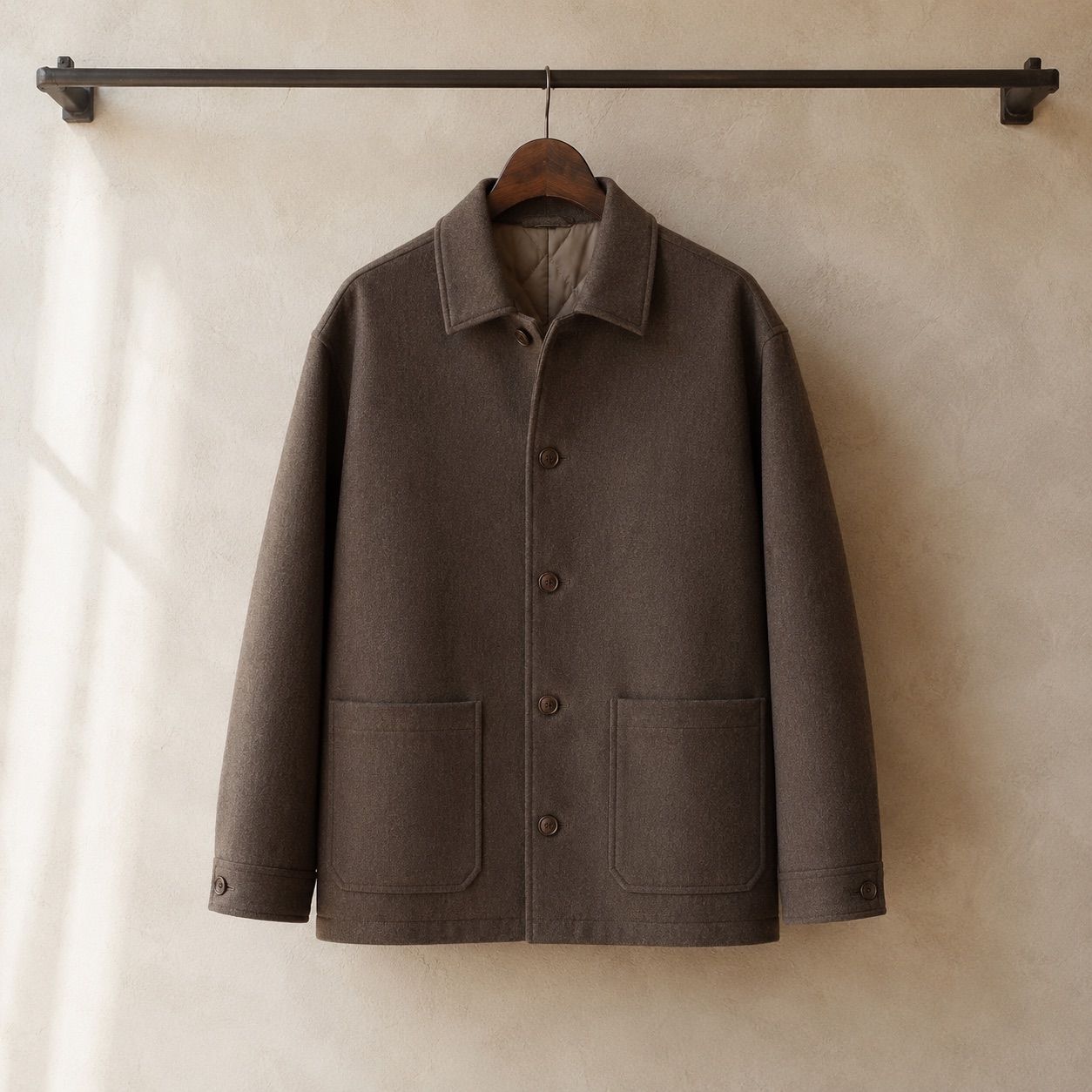 Pentlow boxy wool overshirt jacket — Short Wool Jackets by MASO. product photograph on a white background.