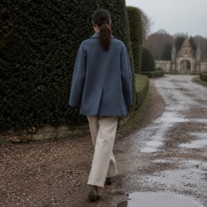 Greyfell boxy wool overshirt jacket — Short Wool Jackets by MASO. worn by a model.