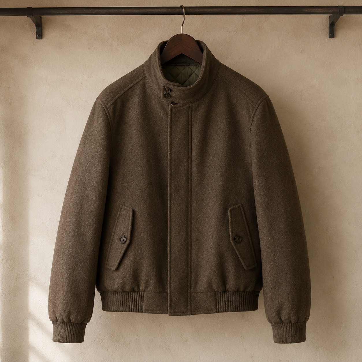 Bramwell cropped wool blouson — Short Wool Jackets by MASO. product photograph on a white background.