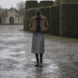 Bramwell cropped wool blouson — Short Wool Jackets by MASO. worn by a model.