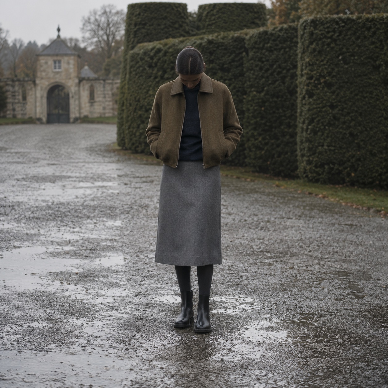 Bramwell cropped wool blouson — Short Wool Jackets by MASO. worn by a model.
