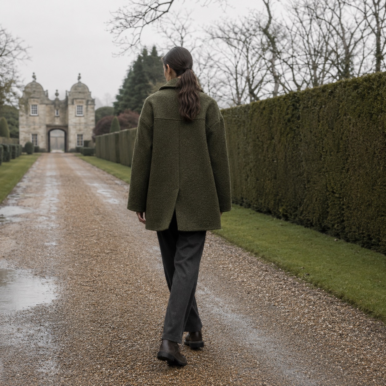 Hollowfield boxy wool overshirt jacket — Short Wool Jackets by MASO. worn by a model.