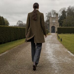 Blackthorn short wool car coat — Short Wool Jackets by MASO. worn by a model.