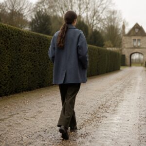 Oatlands boxy wool overshirt jacket — Short Wool Jackets by MASO. worn by a model.