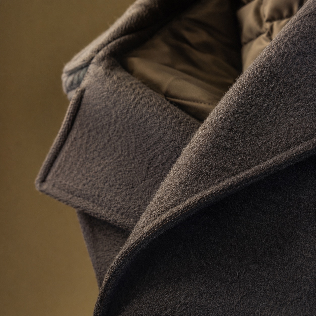 Windrush short wool car coat — Short Wool Jackets by MASO. close detail of the fabric and finish.