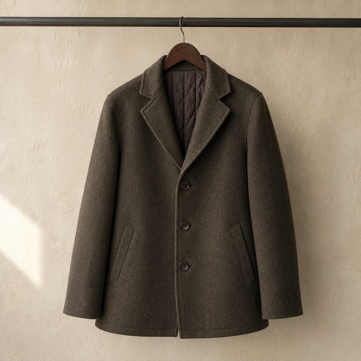 Windrush short wool car coat — Short Wool Jackets by MASO. product photograph on a white background.