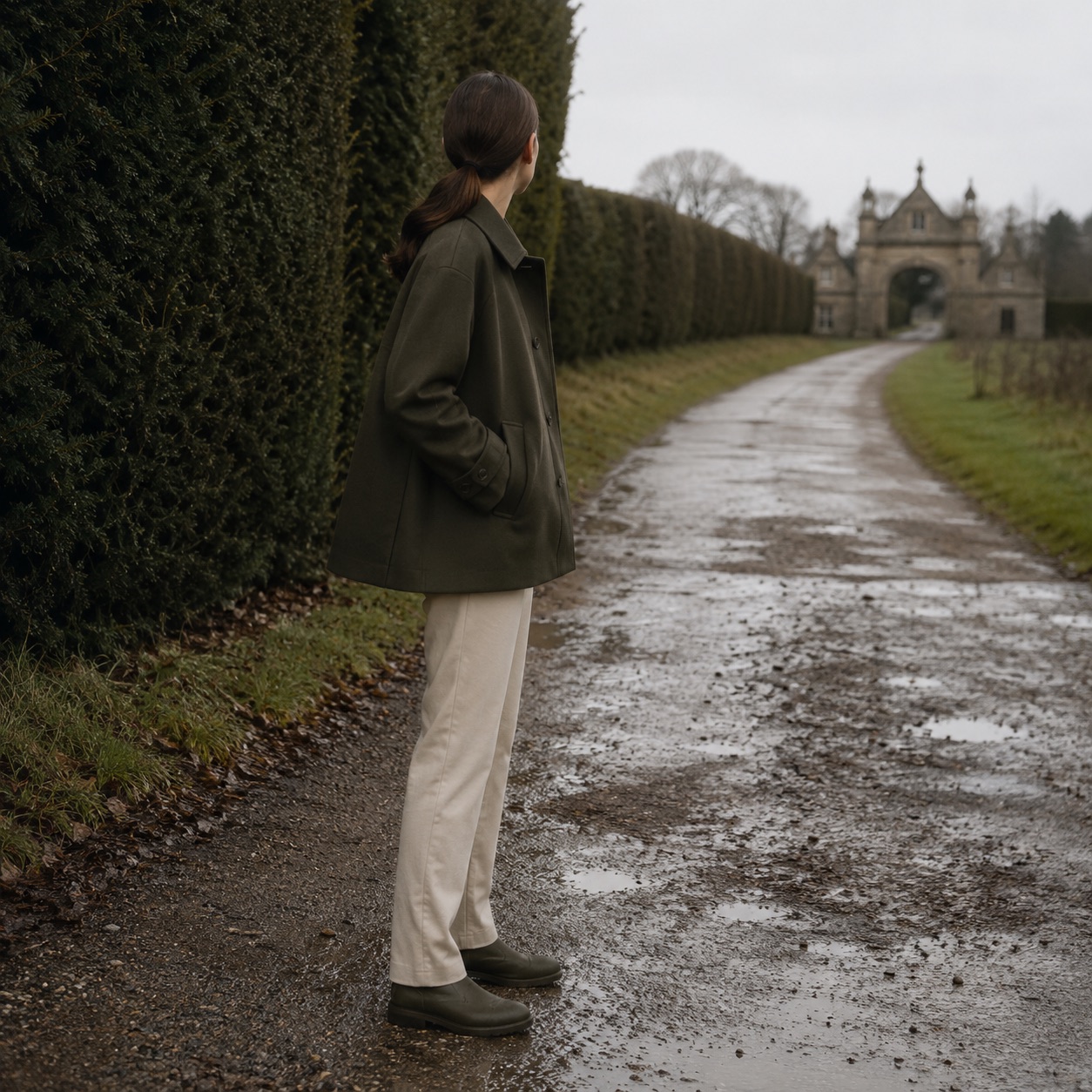 Windrush short wool car coat — Short Wool Jackets by MASO. worn by a model.