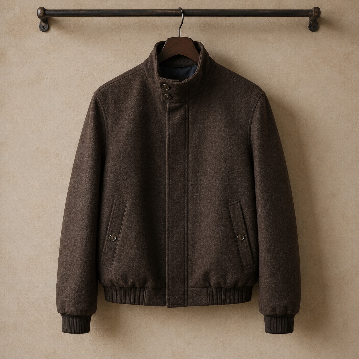 Elderwood cropped wool blouson — Short Wool Jackets by MASO. product photograph on a white background.