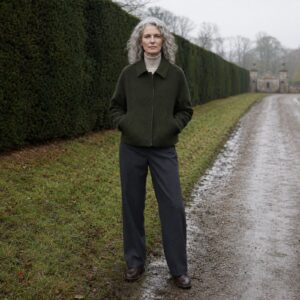 MASO Elderwood cropped wool blouson (Short Wool Jackets) — worn, front.