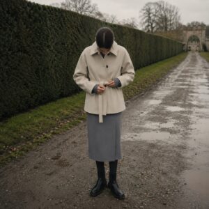 Cotswold short wool car coat — Short Wool Jackets by MASO. worn by a model.