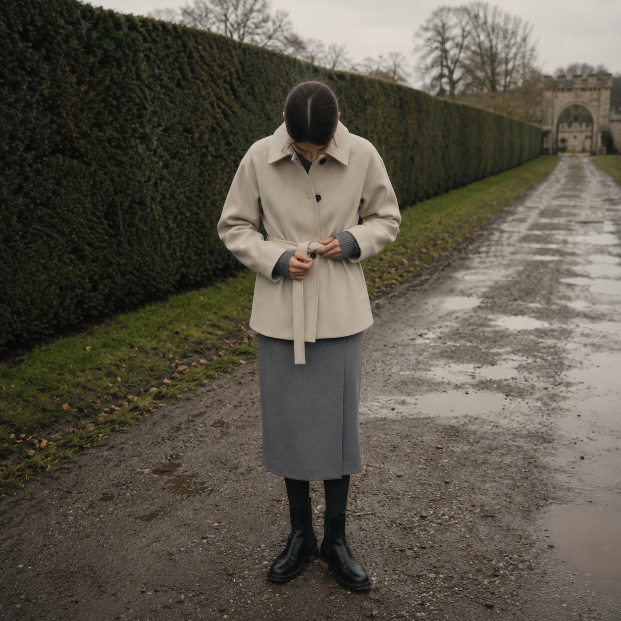 Cotswold short wool car coat — Short Wool Jackets by MASO. worn by a model.