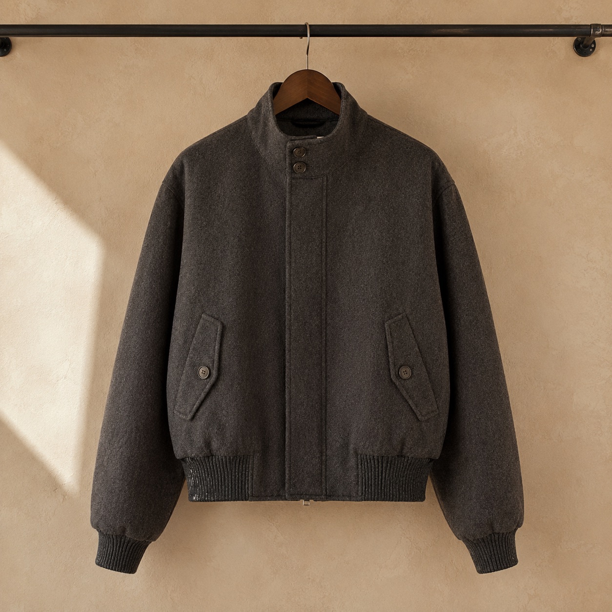 Mossgate cropped wool blouson — Short Wool Jackets by MASO. product photograph on a white background.