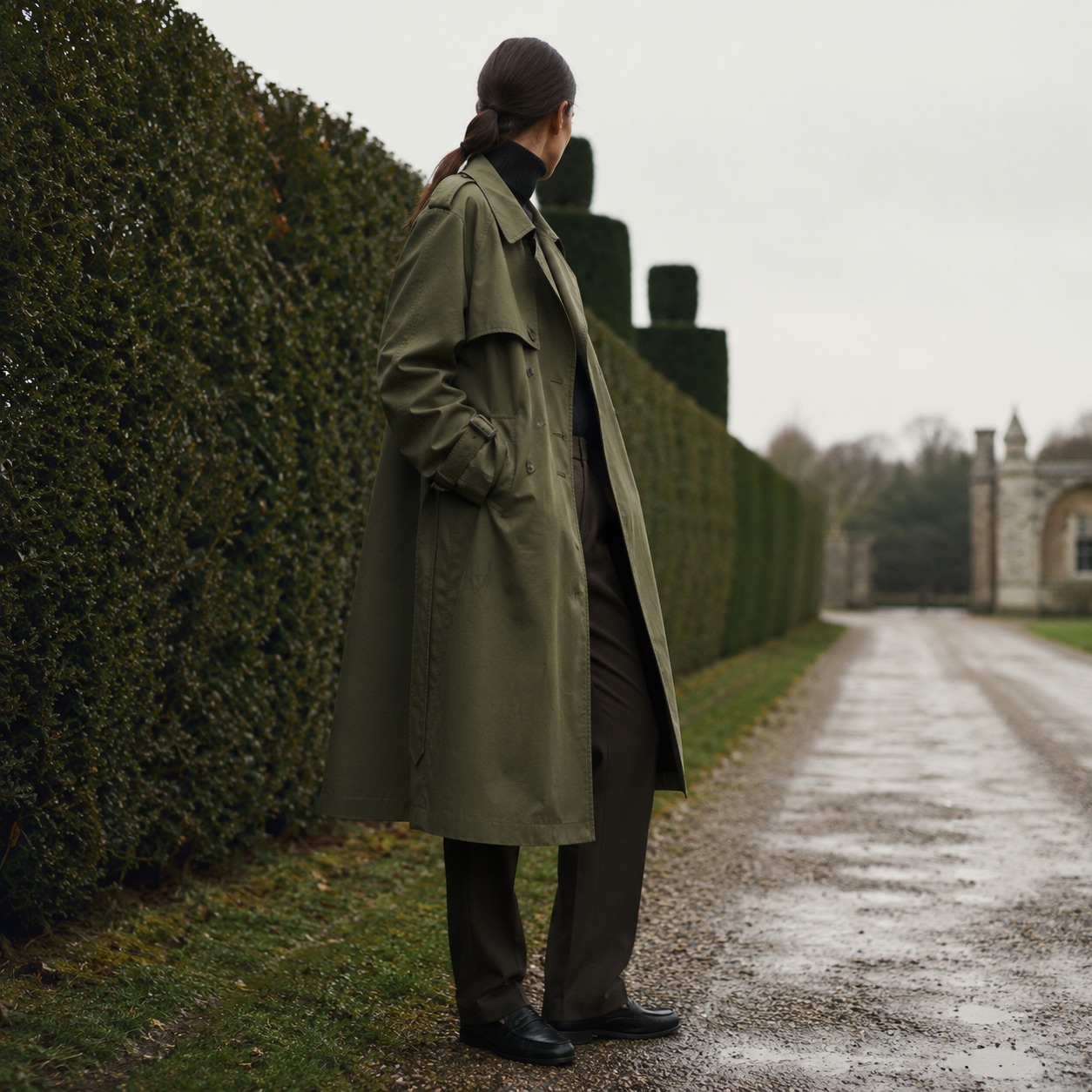 Stonebridge unlined cotton trench — Trench Coats by MASO. worn by a model.