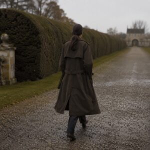 Mossgate unlined cotton trench — Trench Coats by MASO. worn by a model.