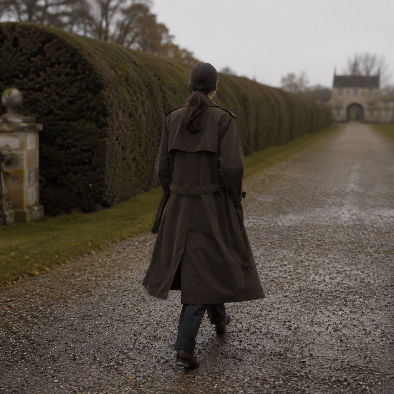 Mossgate unlined cotton trench — Trench Coats by MASO. worn by a model.