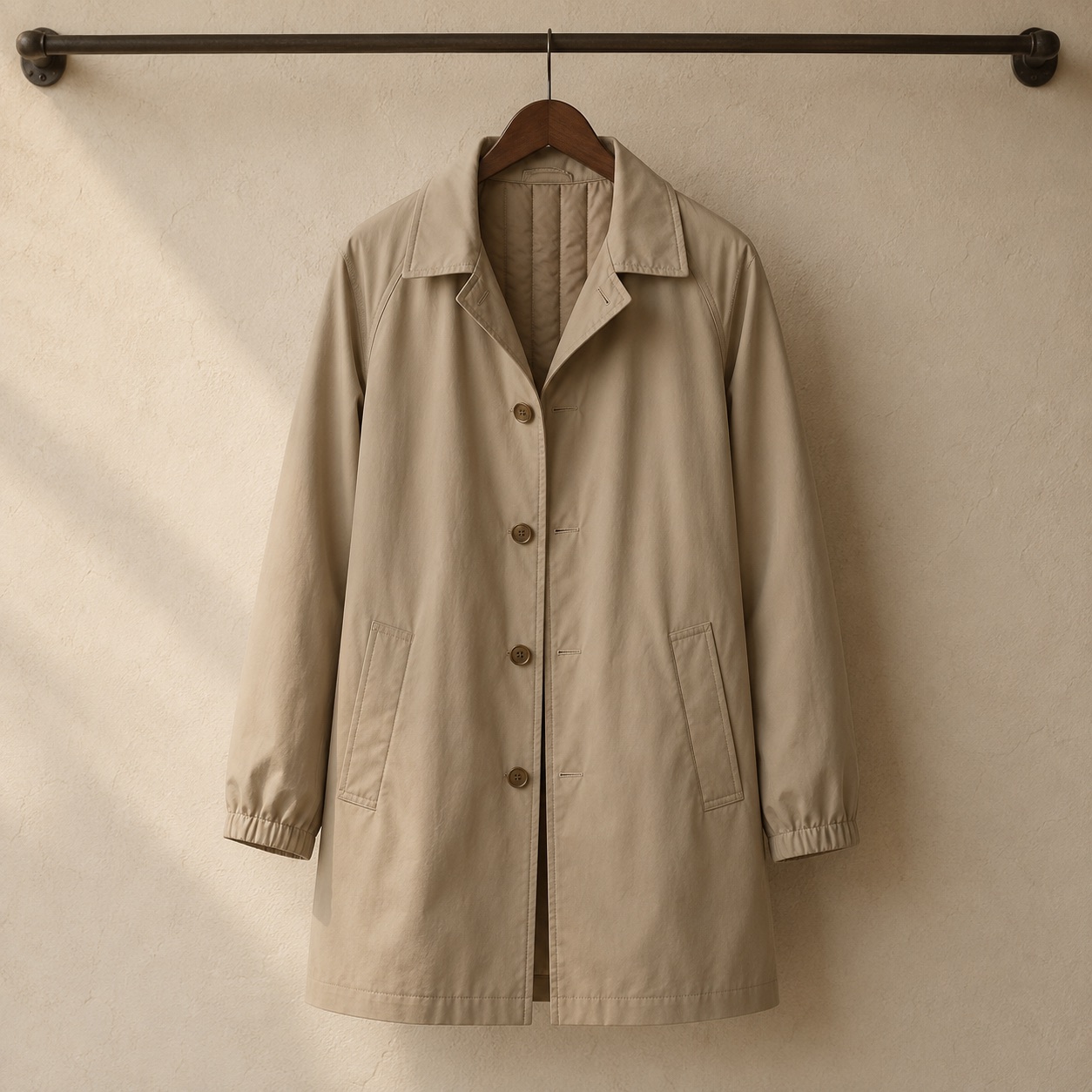 Wildersham short raglan trench — Trench Coats by MASO. product photograph on a white background.