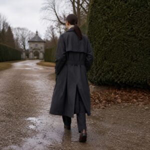 Blackthorn unlined cotton trench — Trench Coats by MASO. worn by a model.