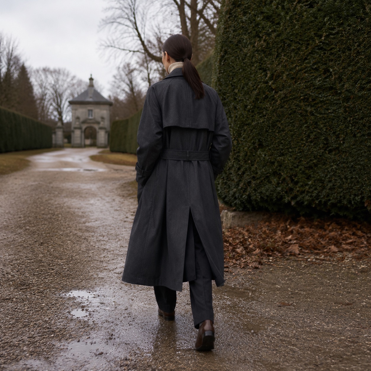 Blackthorn unlined cotton trench — Trench Coats by MASO. worn by a model.