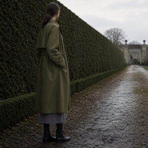 Fernhollow unlined cotton trench — Trench Coats by MASO. worn by a model.