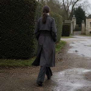 Larkspur classic belted trench — Trench Coats by MASO. worn by a model.