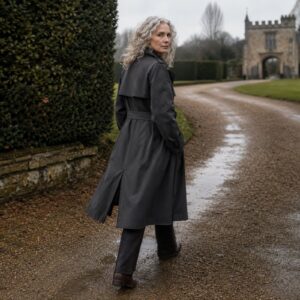 MASO Ashcombe classic belted trench (Trench Coats) — worn, front.