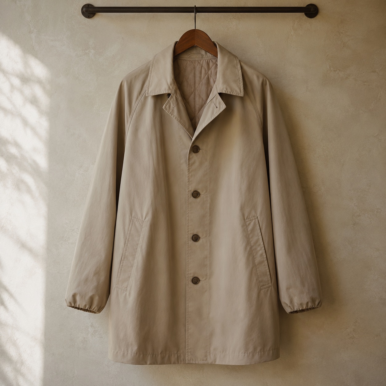 Rookery short raglan trench — Trench Coats by MASO. product photograph on a white background.