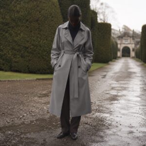 Wildersham unlined cotton trench — Trench Coats by MASO. worn by a model.