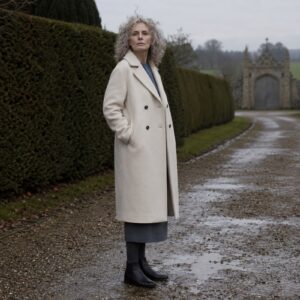 MASO Blackthorn double-breasted long coat (Wool Long Coats) — worn, front.
