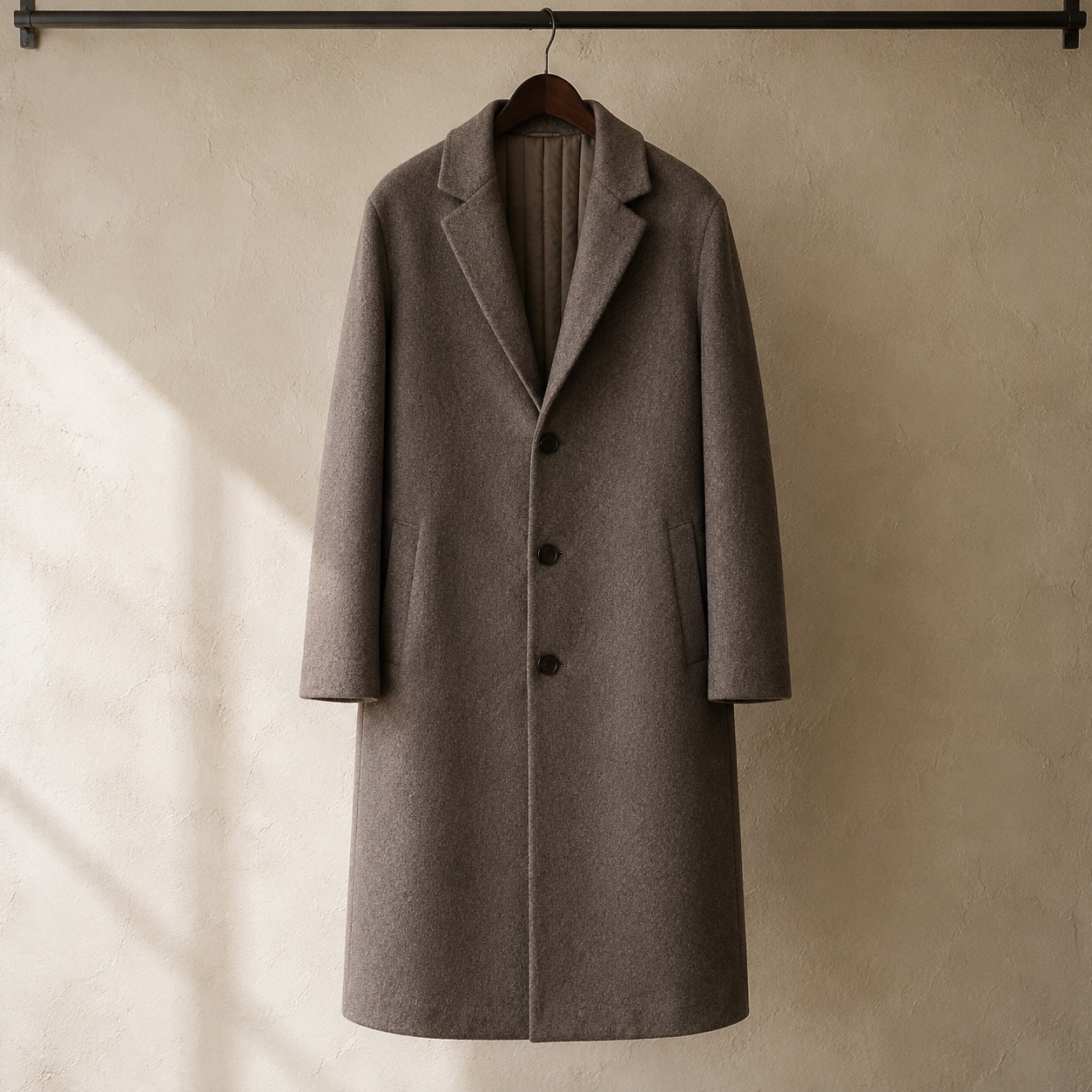 Bramwell single-breasted midi coat — Wool Long Coats by MASO. product photograph on a white background.