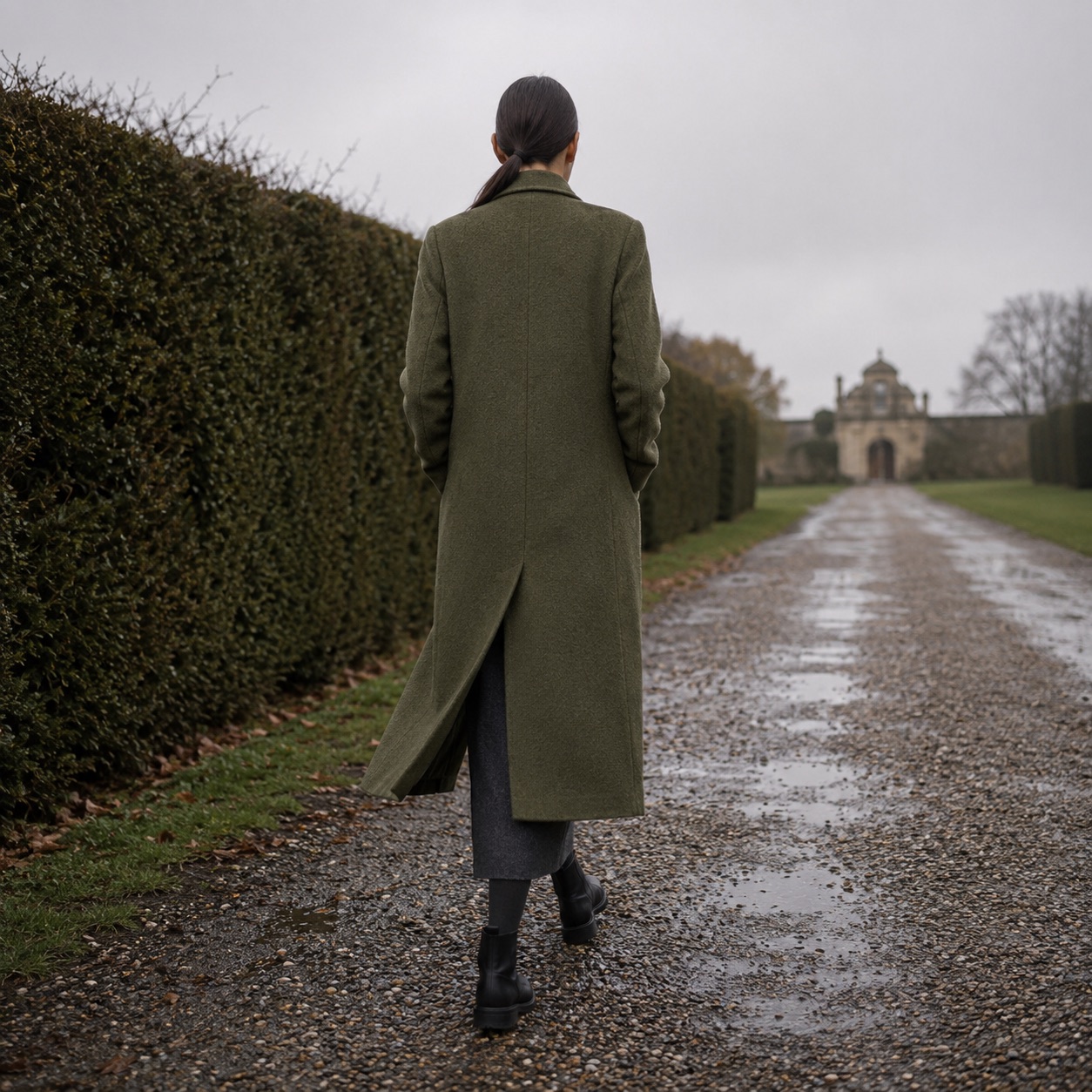 Ashcombe single-breasted midi coat — Wool Long Coats by MASO. worn by a model.