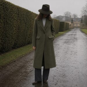 Ashcombe single-breasted midi coat — Wool Long Coats by MASO. worn by a model.