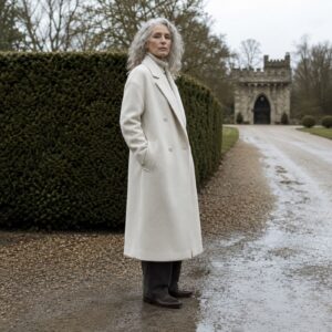 MASO Ashcombe double-breasted long coat (Wool Long Coats) — worn, front.