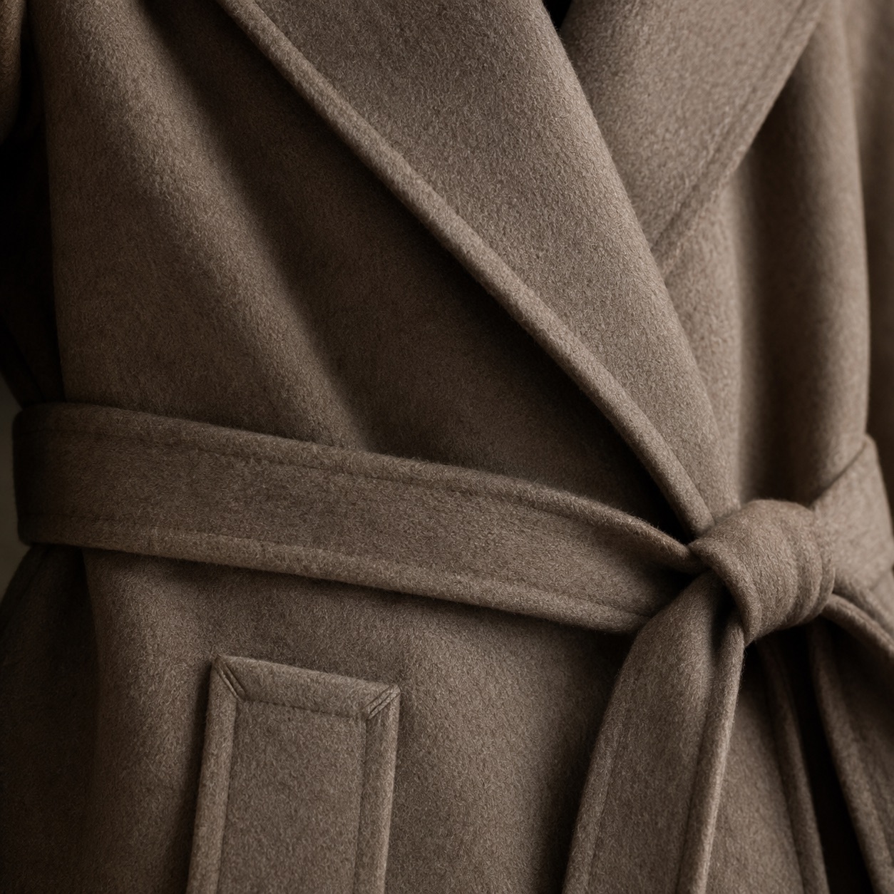 Ravenscourt wool wrap coat — Wool Long Coats by MASO. close detail of the fabric and finish.