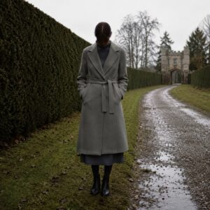 Ravenscourt wool wrap coat — Wool Long Coats by MASO. worn by a model.