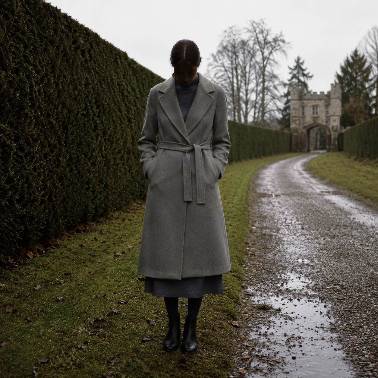 Ravenscourt wool wrap coat — Wool Long Coats by MASO. worn by a model.