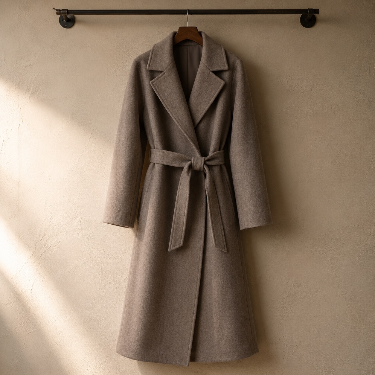 Fernhollow wool wrap coat — Wool Long Coats by MASO. product photograph on a white background.